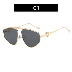 Single beam irregular sunglasses, metal toad hollow sunglasses, European and American UV resistant sunglasses, concave design for women