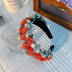 Fashionable Baroque Fabric Rose Pearl Flower Headband