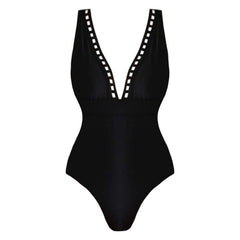 V-neck hollow sexy one-piece swimsuit women's set