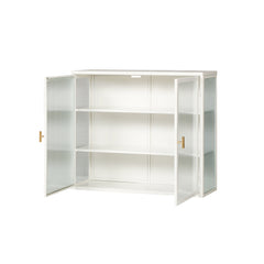 27.56"Glass Doors Modern Two-door Wall Cabinet with Featuring Three-tier White