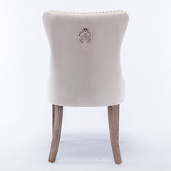 Nikki Collection Modern High-end Tufted Solid Wood Contemporary Velvet Upholstered Dining Chair 2-Pcs SetBeige