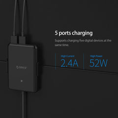 ORICO UCP-5P Portable 52W Car Charger with Expander Quick Charge 3.0 Car Charger 5 Porst for Your needs MPV Car