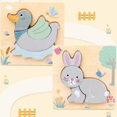 Wooden New Cartoon Animal Stereoscopic Plane Puzzle for Early Childhood Education Cognitive Puzzle Puzzle Toy