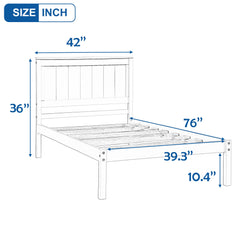 Platform Bed Frame with Headboard, Wood Slat Support, No Box Spring Needed Twin  Espresso