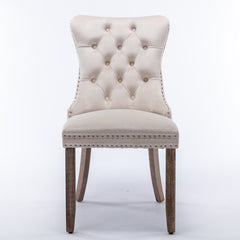 Nikki Collection Modern High-end Tufted Solid Wood Contemporary Velvet Upholstered Dining Chair 2-Pcs SetBeige