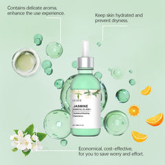 Ouhoe Jasmine Brightening Essential Oil, Lighten Fine Lines And Anti-Wrinkle Essential Oil Refreshing Non-Sticky Firming Brightening Essence