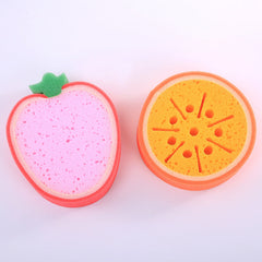 Fruit Sponge Dish Washing Brush Non-Stick Oil Kitchen Compressed Sponge Wipe Printing Household Brush Bowl Bath Absorbent Cotton