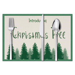 stmas linen placemats holiday party decorations insulation mats linen Christmas tree printed coasters
