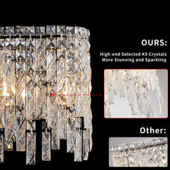 Silver elegant oval crystal pendant light, modern ceiling fixture with reflective suspended crystal (bulb not included)
