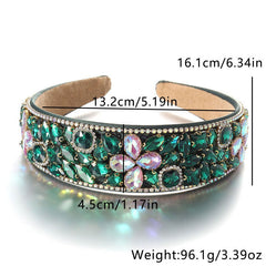 Fashionable diamond inlaid four leaf clover Baroque retro full inlaid rhinestone sponge headband