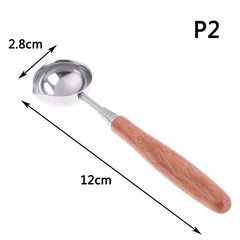 Anti-Hot Sealing Wax Spoon Wood Handle Retro Wax Stamping Spoons Invitation Cards Decorative Stamps Craft