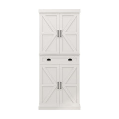 71" Kitchen Pantry Storage Cabinet with 4 Doors(2Doors with Racks)1 Drawer 2 Adjustable Shelves Freestanding Cupboard