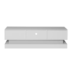 51.18inch WHITE morden TV Stand with LED Lights high glossy front TV Cabinet color:WHITE