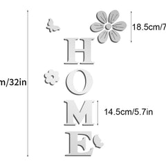 Acrylic mirror wall stickers flowers home decoration letters soft mirror self-adhesive wall stickers