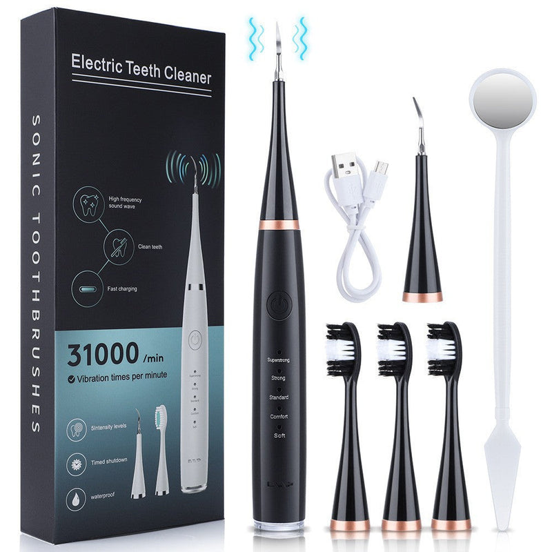 5-Speed High Frequency Vibrating Tooth Cleaner USB Electric Toothbrush Cleaning Device To Remove Stained Calculus Set Tooth Cleaning Instrument