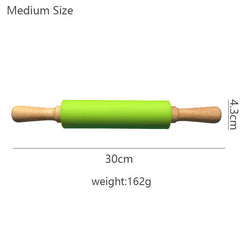 Wooden Handle Silicone Rolling Pin Rolling Pin Roller Flour Pin Small Medium And Large Household Baking Tools And Kitchenware
