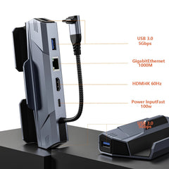 Steam Deck Dock 6 in 1 Steam Deck Rog Ally Docking Station Stand Accessories 3*USB 3.0 HDMI 4K@60Hz Gigabit Ethernet PD 100W Hub