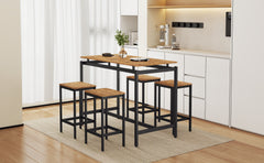 TREXM 5-piece compact bar table with table and stool - modern industrial design brown