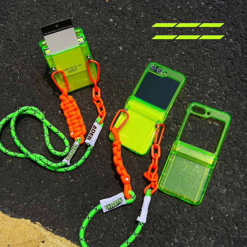 Suitable for Samsung Galaxy Z Flip5 phone case simple fluorescent green zflip4/3 folding screen protective cover