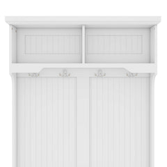 Hall Tree with Storage Shoe Bench for Entryway and Hallway, 4-in-1 Design Coat Racks with 4 Hooks for Living Room, White