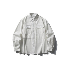 Splicing workwear long sleeved shirt men's loose casual shirt