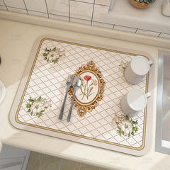 Kitchen Countertop Technology Cloth Drainage Pad Coffee Table Tableware Bowl Plate Cup Drying Pad Washable Insulation Pad
