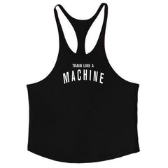 Bodybuilding and fitness vest printed with fine straps deep digging weightlifting pure cotton vest training suit