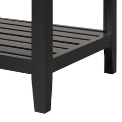 24" Black Modern Sleek Bathroom Vanity Elegant Ceramic Sink with Solid Wood Frame Open Style Shelf