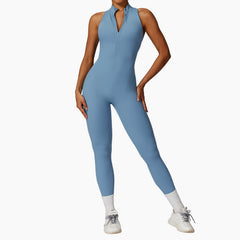 Naked quick zip yoga jumpsuit with beautiful back high-intensity fitness training sports tight fitting clothes
