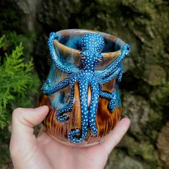 Handmade Deep Blue Octopus Mug. For Hot & Cold Drinks