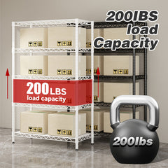 Wire frame metal storage rack adjustable rack, vertical storage rack unit (white, 42L x 18W x 71H)