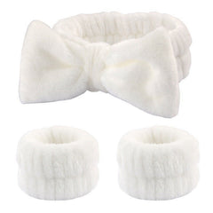 Wash face headband waterproof wrist strap set butterfly bow simple headband wrist 3-piece set