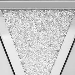 U-Can 13.8'' Silver Square Mirrored End Table, Modern Side Table with Crushed Diamond for Living Room, No Assembly Required