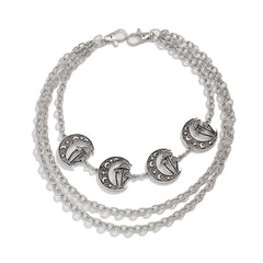 Punk style Moon Teeth Mushroom Cross Chain Pants Chain Street Fashion Multi layer Alloy Waist Chain