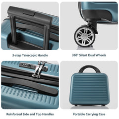 Carry-on Luggage 20 Inch Front Open Luggage Lightweight Suitcase with Front Pocket and USB Port, 1 Portable Carrying Case  Blue