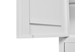 White metal kitchen storage cabinet, kitchen pantry storage cabinet with door and shelf, adjustable leveling feet