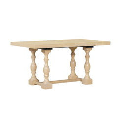 Traditional 6-Piece 78inch Trestle Extendable Dining Table Set with One 18inch Removable Leaf Padded Dining Chairs Bench,Natural