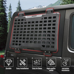 Rear Window Molle Panel System for 2018-2024 Jeep Wrangler JL 4Doors - Modular Storage and Protective Decoration