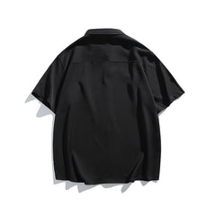 Letter embroidery loose casual short sleeved shirt for men
