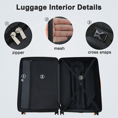 Contrast Color Hardshell Luggage 24inch Expandable Spinner Suitcase with TSA Lock Lightweight Green + ABS