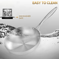 304 stainless steel three-layer steel frying pan, induction cooker, gas universal flat bottomed pan, steak frying pan