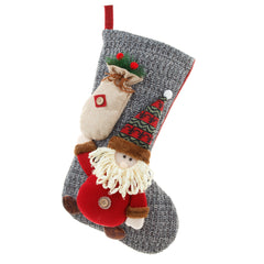 Christmas Decorations Knitted Yarn Large 3D Santa Claus Snowman Deer Christmas Socks Gift Bag