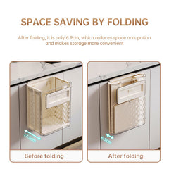 Kitchen folding trash can wall hanging large caliber leftovers bin transparent thickened folding trash can