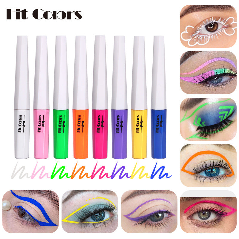 Fit Colors Fluorescent Color Liquid Eyeliner 8 Colors Waterproof Sweat-proof Quick-Drying Color Eyeliner Set