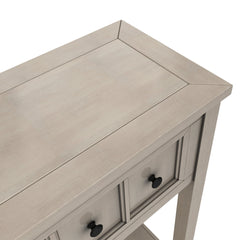 TREXM Rustic Entryway Console Table60" Long Sofa Table with two Different Size Drawers and Bottom Shelf for Storage (Gray Wash)