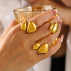 Geometric Irregular Smooth Open Ring Stainless Steel Plated Ring