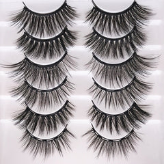 Eight Pairs Of Magnet False Eyelashes With Round Box Mirror Magnetic Iron-Absorbing Stone Eyelashes Magnetic Eyeliner Liquid Eyelashes