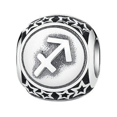 BAMOER 925 Sterling Silver Aquarius Star Sign Zodiac Beads Charms fit Bracelets PSC048