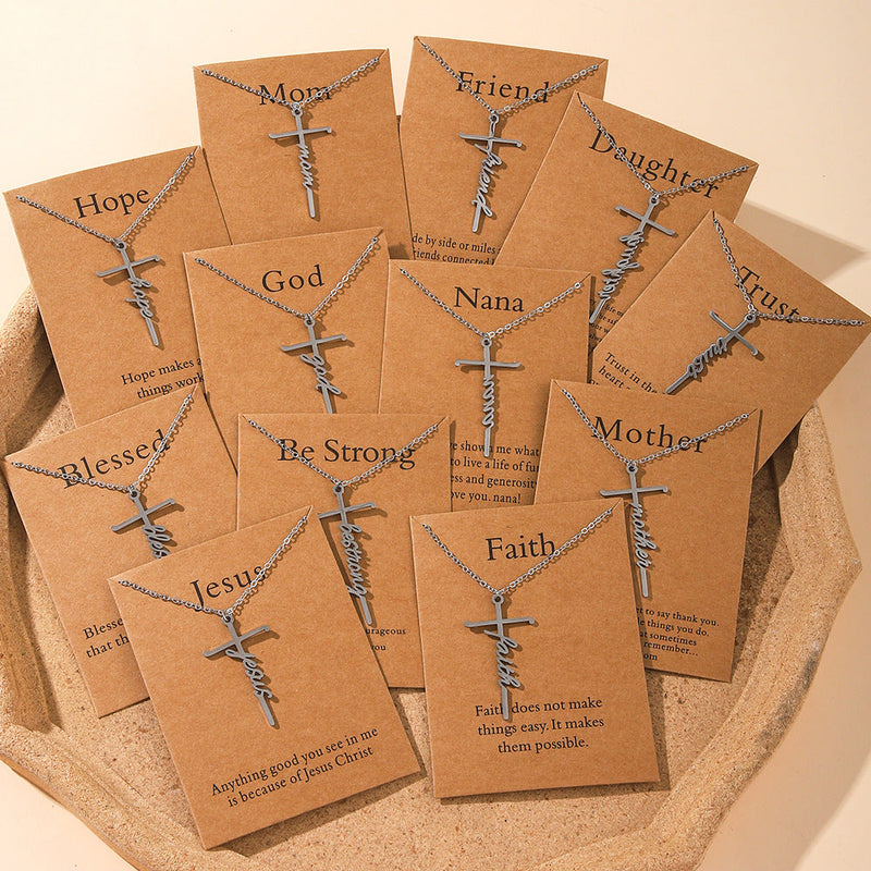 Faith Religious Gift Stainless Steel Cross Collarbone Chain Sweater Chain
