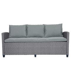 TOPMAX 6-piece outdoor rattan wicker set chair, stool, and table (gray rattan+gray mat)